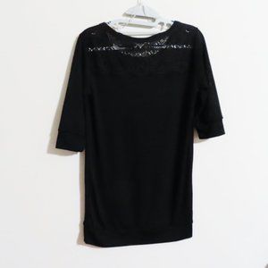 Bobbie Brooks half sleeves back lace black blouse